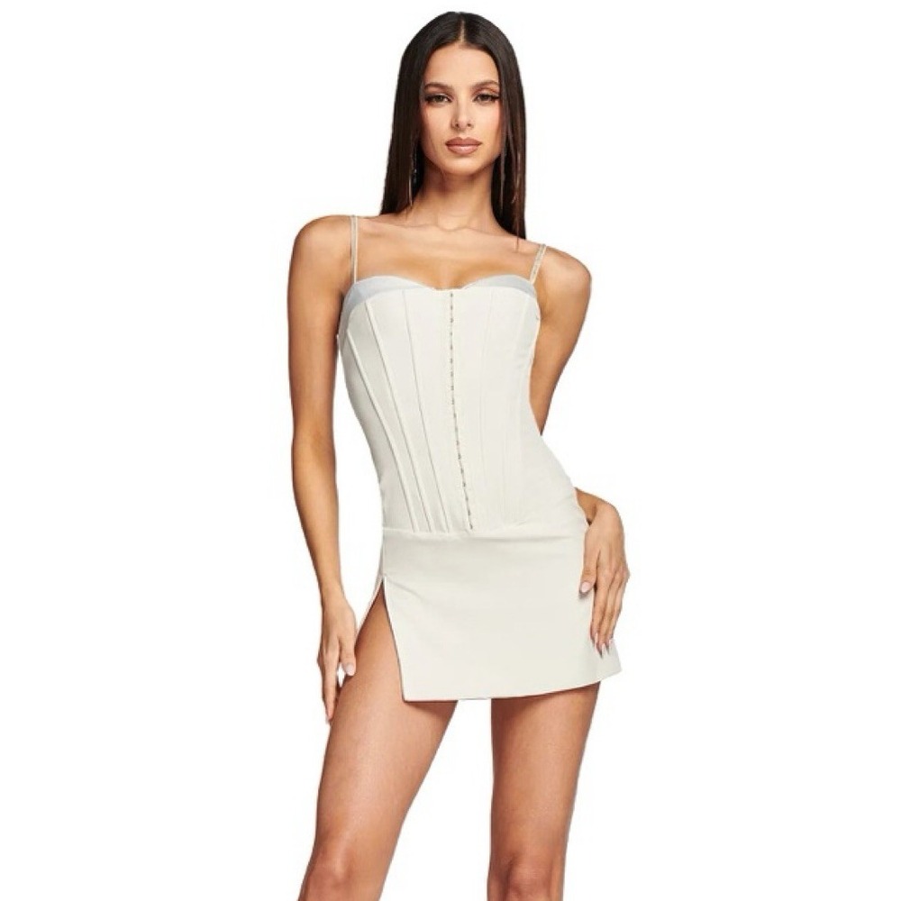 I.AM.GIA Friella Dress Off White Corset Mini Hook and Eye Womens Large NEW